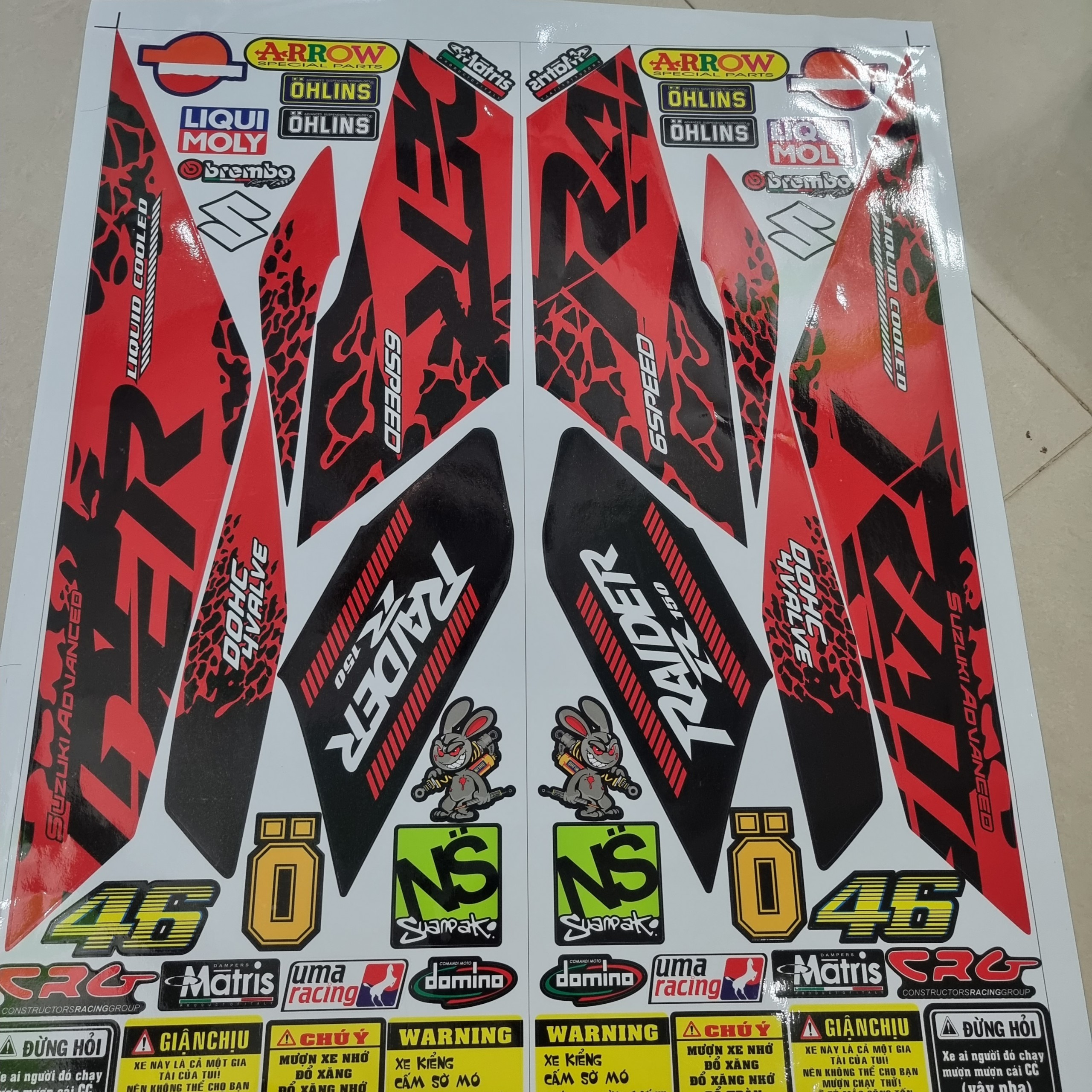 Tem xe raider fi mẫu báo đốm siêu ngầu tặng logo