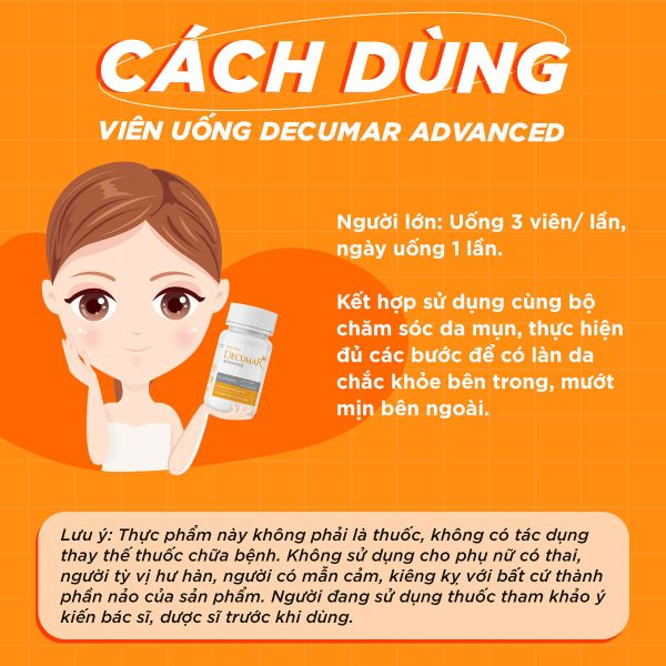 Viên uống Decumar Advanced (ngừa mụn, sáng da) (Lọ 30 viên)