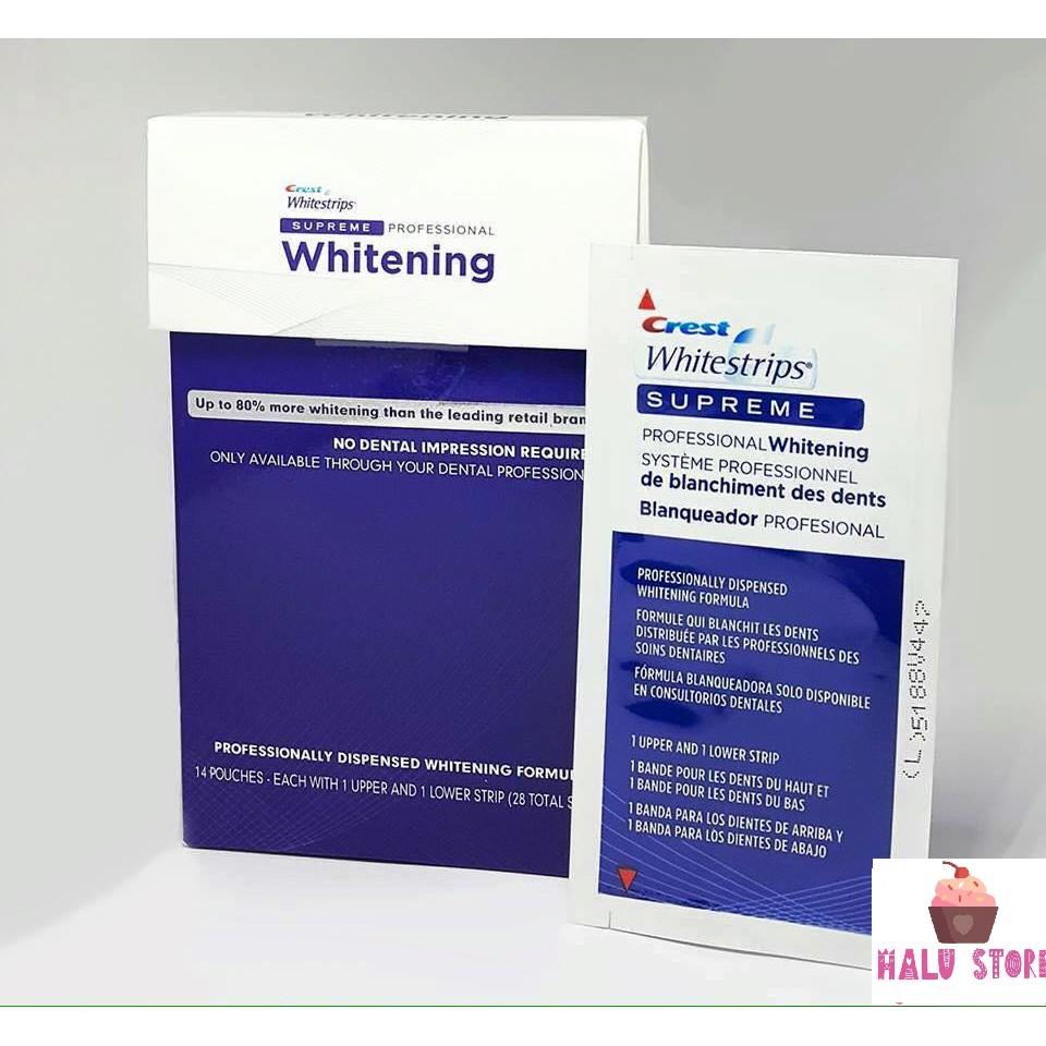 [HCM]Combo 14 miếng (7 gói/7 ngày) dán trắng răng Crest 3D White loại Supreme Professional - Mỹ