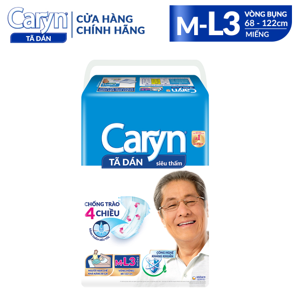 Tã Dán Caryn size ML 3 miếng - Phân loại: 1 gói/ 2 gói Dành Cho Người Hạn Chế Khả Năng Vận Động nhập khẩu