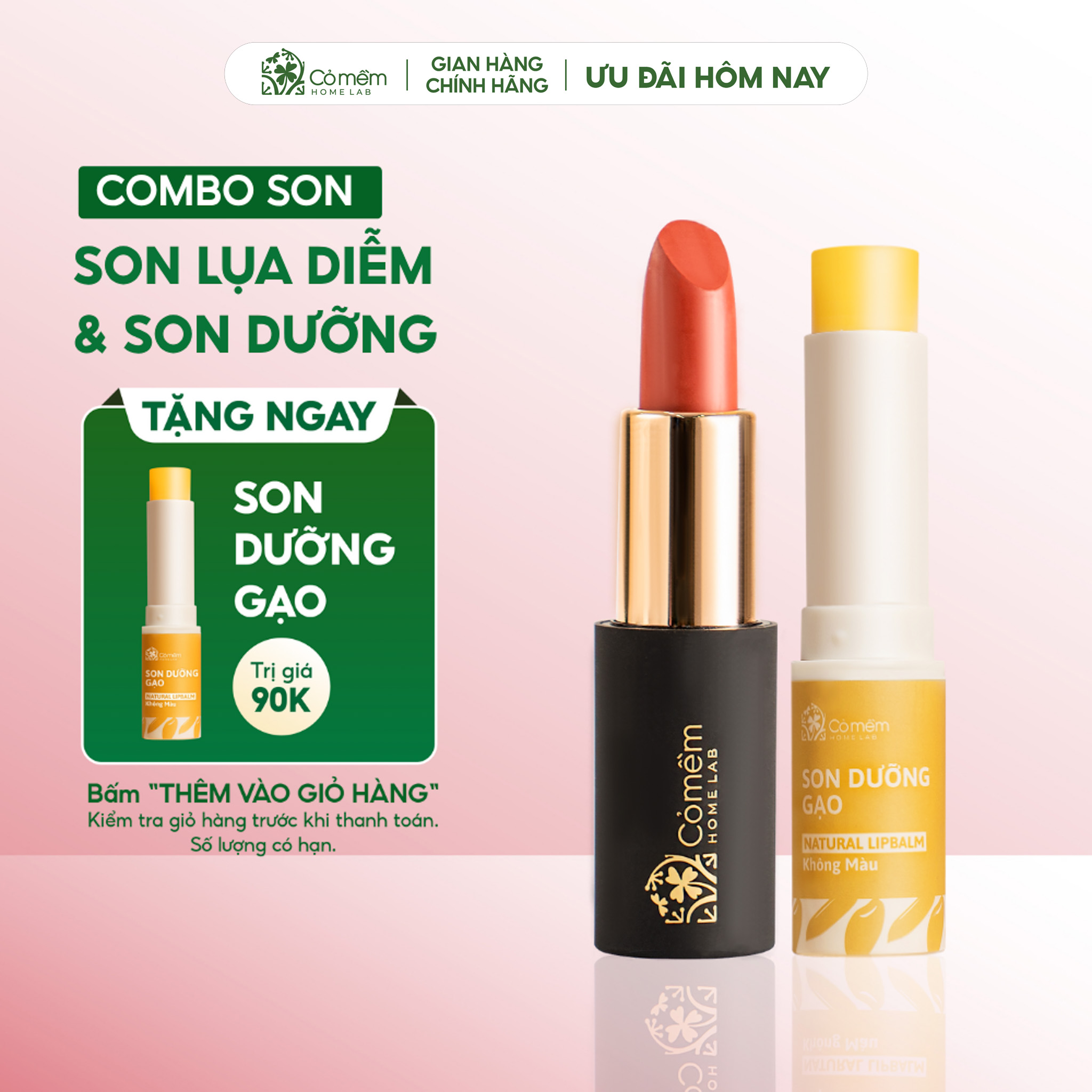 Beautiful Lip Care Set - Beautiful Lip Combo (Silk Lipstick + Lip Balm) Soft Grass