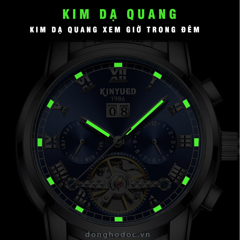 Đồng hồ Cơ Nam KINYUED - Dây Thép Đúc Đặt - Máy Automatic cao cấp