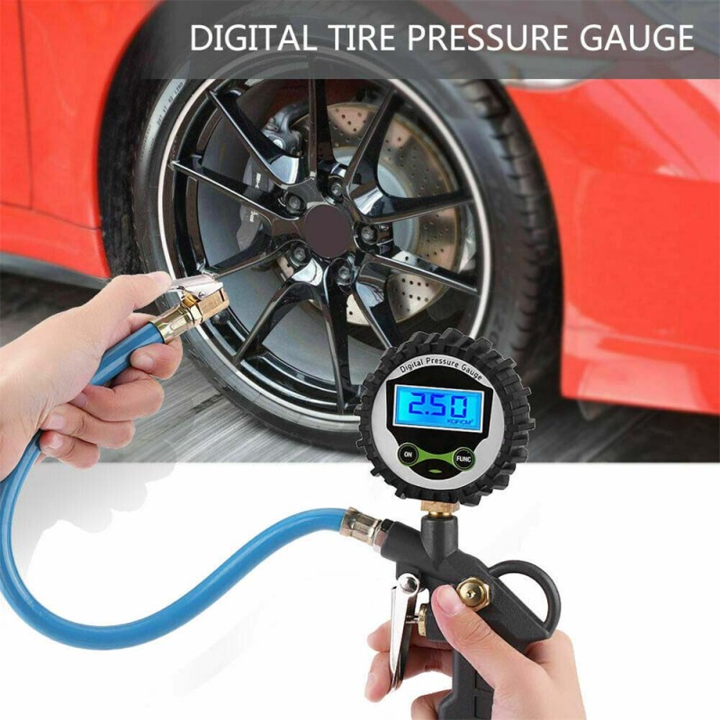 Professional Digital LCD Tyre Tire Air Pump Pressure Gauge Tester 220PSI Car Van