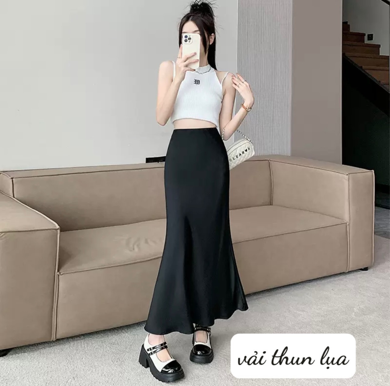 CHÂN VÁY ĐUÔI CÁ DÁNG DÀI VẢI THUN LỤA ÔM BODY CÓ KÈM ẢNH VIDEO TU