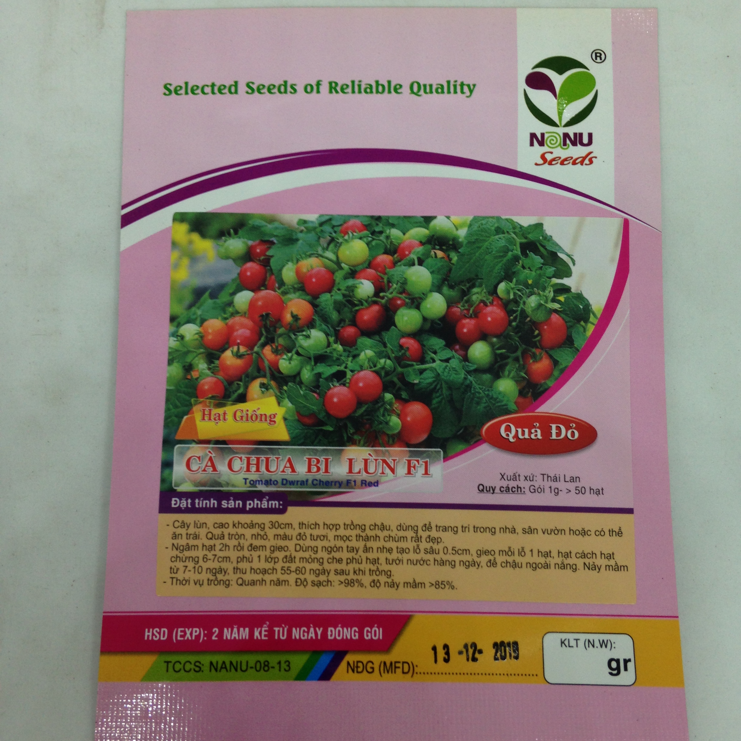 Gói 0.1g cà chua bi đỏ lùn trồng chậu sinh trưởng khỏe phát triển mạnh mẽ tỉ lệ nảy mầm cao