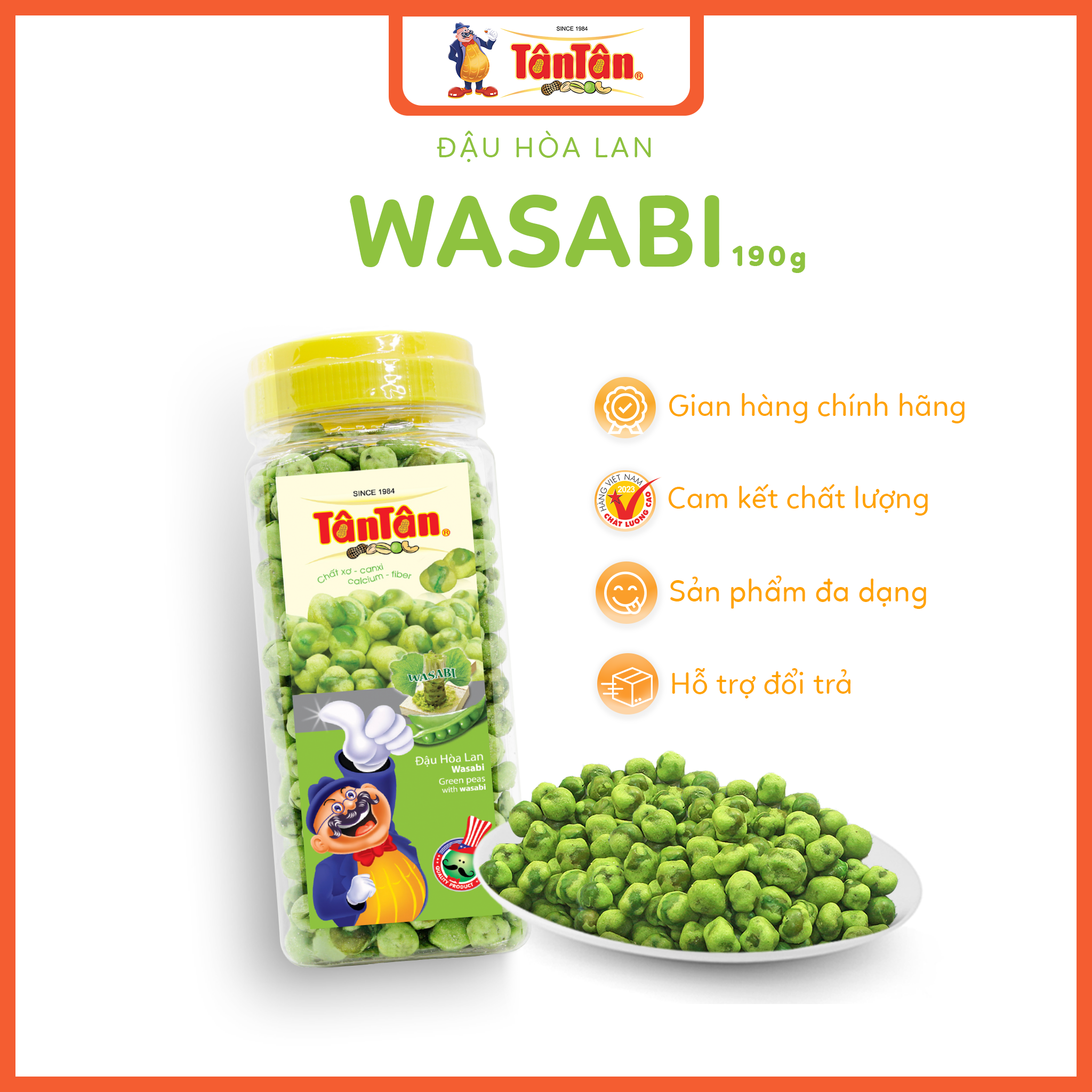 Combo 2 hũ Đậu Hòa Lan Wassabi Tân Tân (190g/hũ)