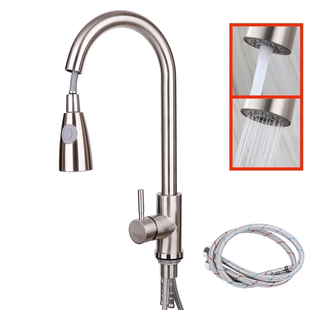 Vòi rửa chén bát NÓNG LẠNH chất liệu inox 304 Chống hoen gỉ ở mọi môi trường nước + Tặng bộ dây cấp nóng lạnh