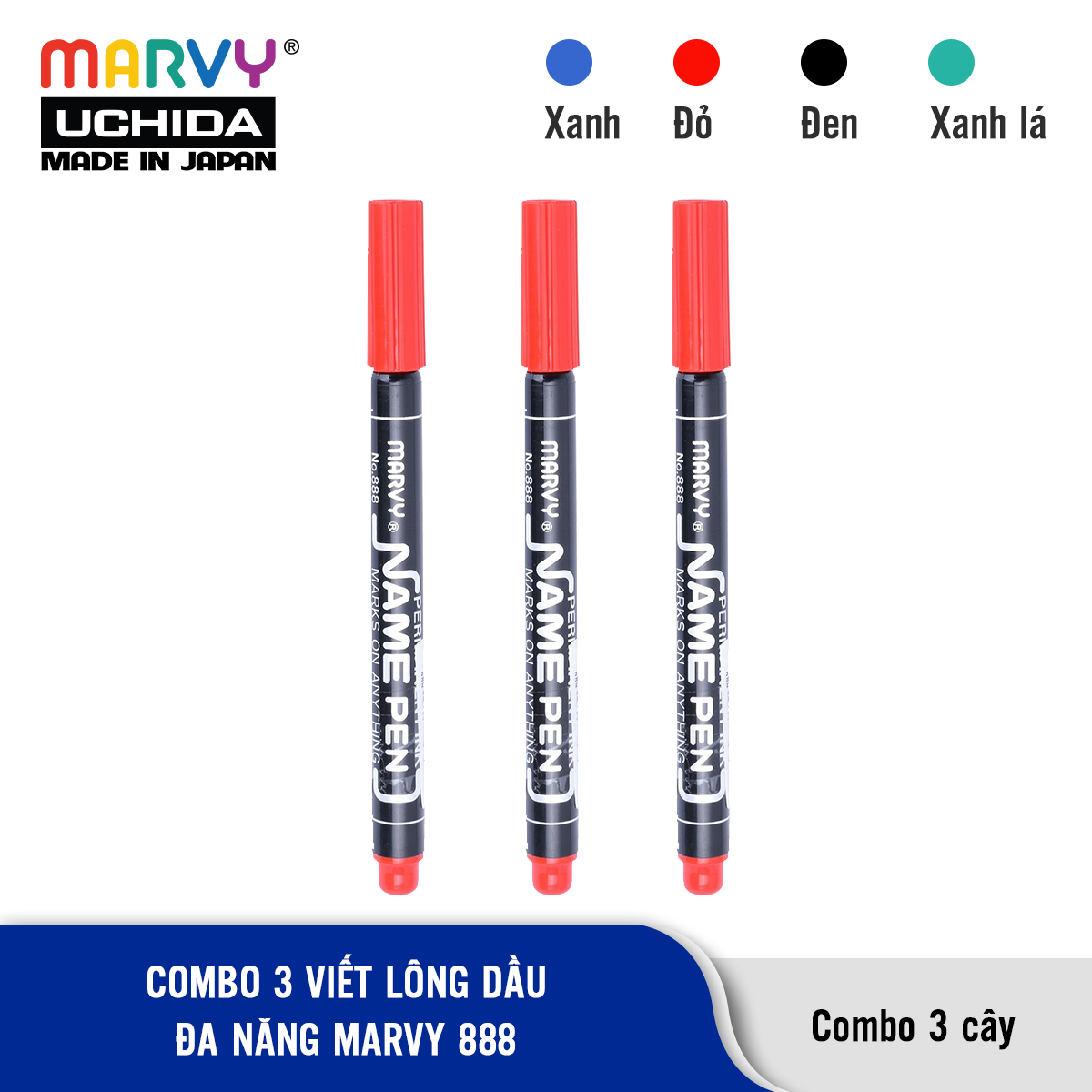 Combo 3 Viết Lông Dầu Đa Năng Marvy 888