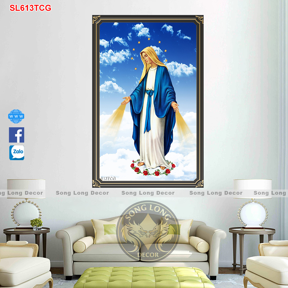 Tranh dán tường 3D Đưac Mẹ -SL613TCG- Tranh 3D công giáo - Song Long Decor