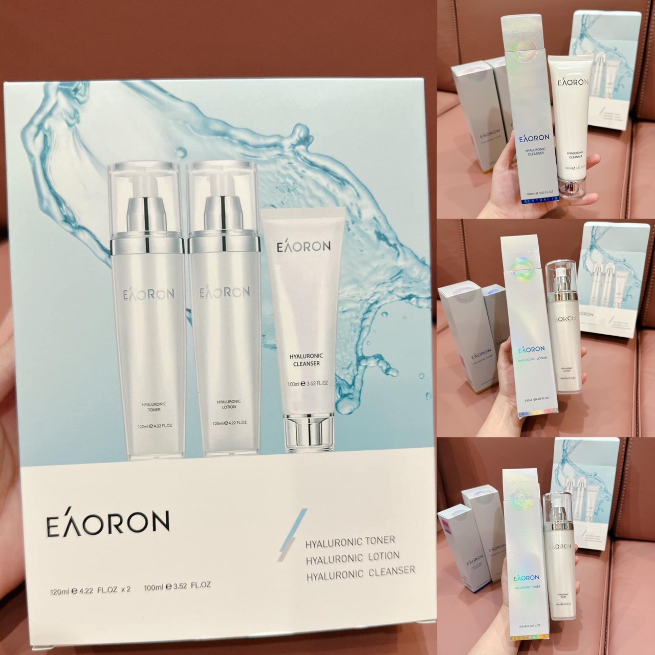 [Tặng son dưỡng môi Rebirth] Set 03 món dưỡng da Eaoron nội địa Úc ( Gồm sữa rửa mặt , nước hoa hồng và sữa dưỡng)