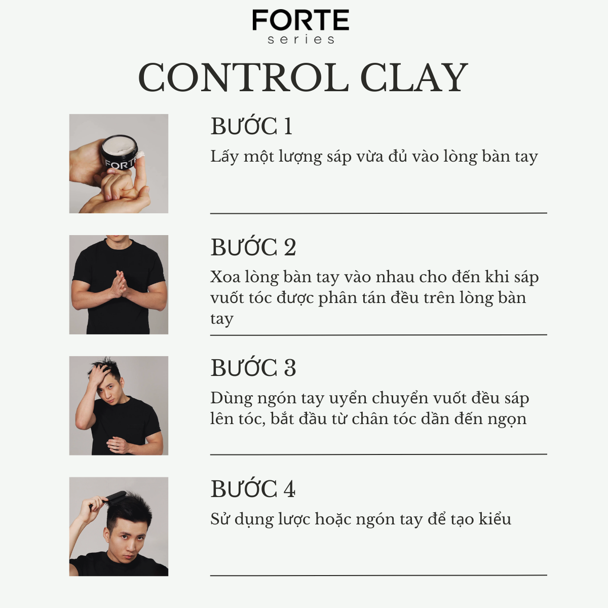 Sáp vuốt tóc Forte Series Control Clay 20ml - 75ml | Tạo kiểu tóc nam
