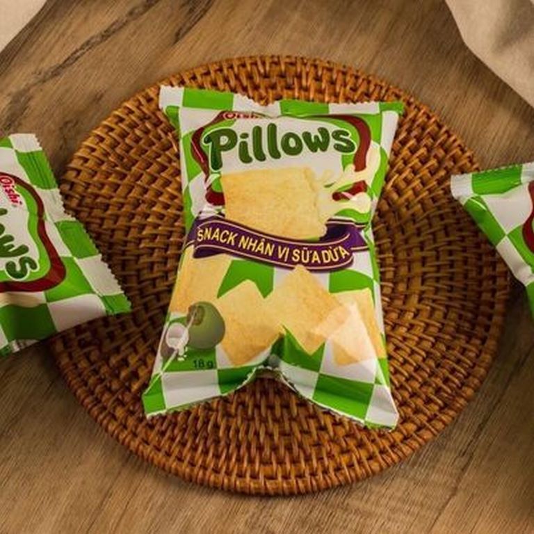 Bánh Snack Pillows Nhân Sữa Dừa - Ăn Là Ghiền 5 Bịch