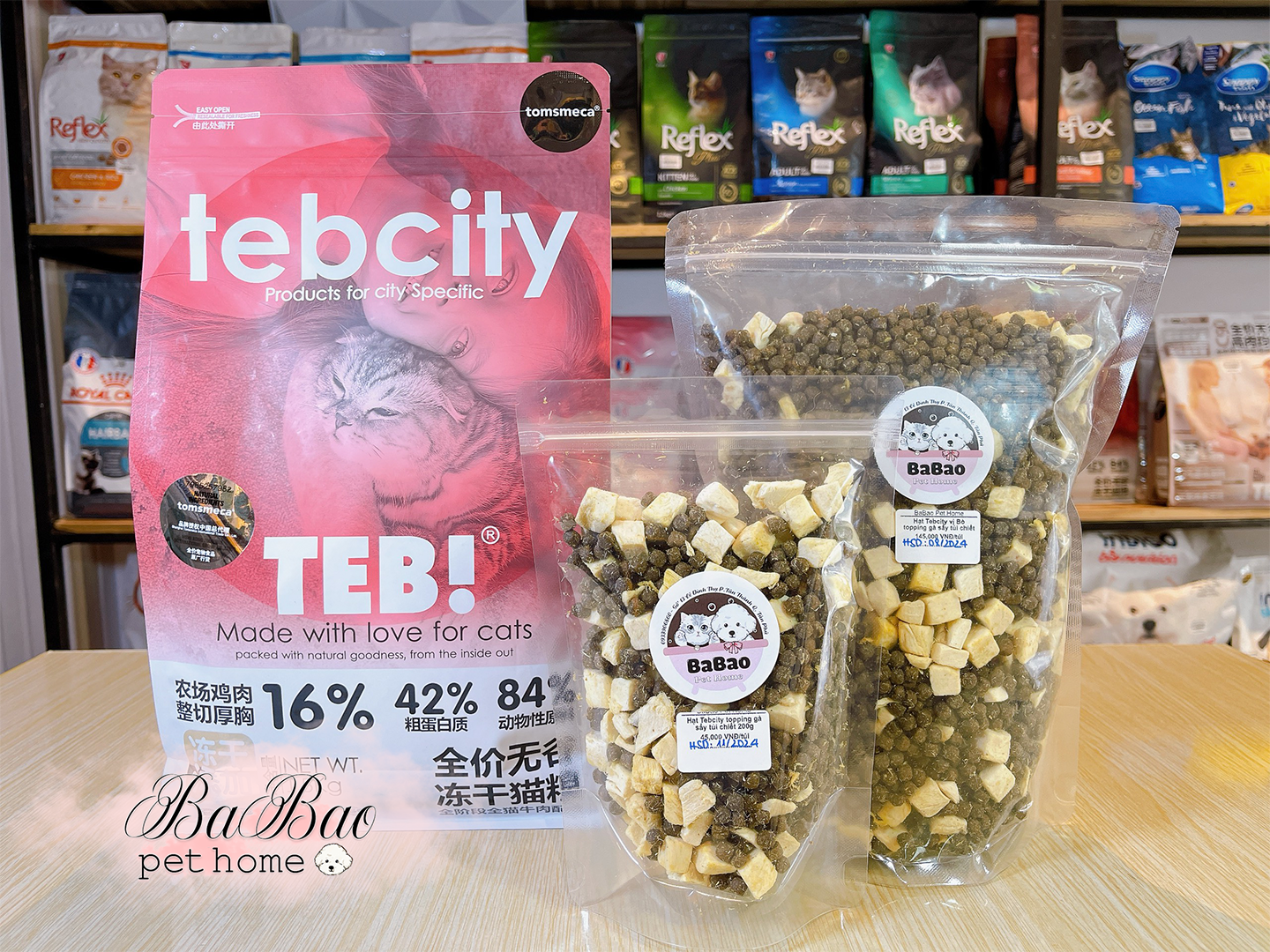 Hạt TEB! Teb City (túi chiết 1kg) topping gà sấy cho mèo