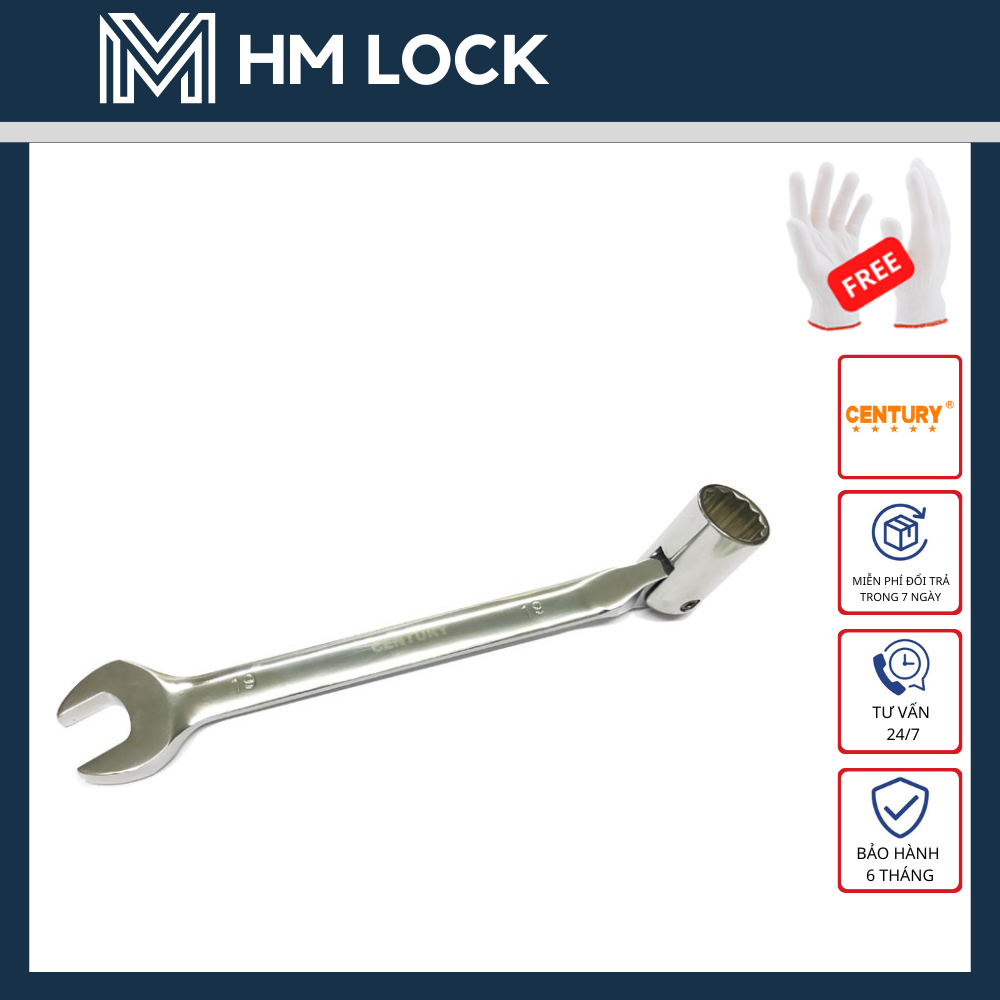 CỜ LÊ MIỆNG VÀ ĐIẾU LẮC LÉO CENTURY - TUỲ CHỌN SIZE (8,10,12,13,14,17,19mm) - THÉP CHROME BÓNG SIÊU CỨNG - HM LOCK