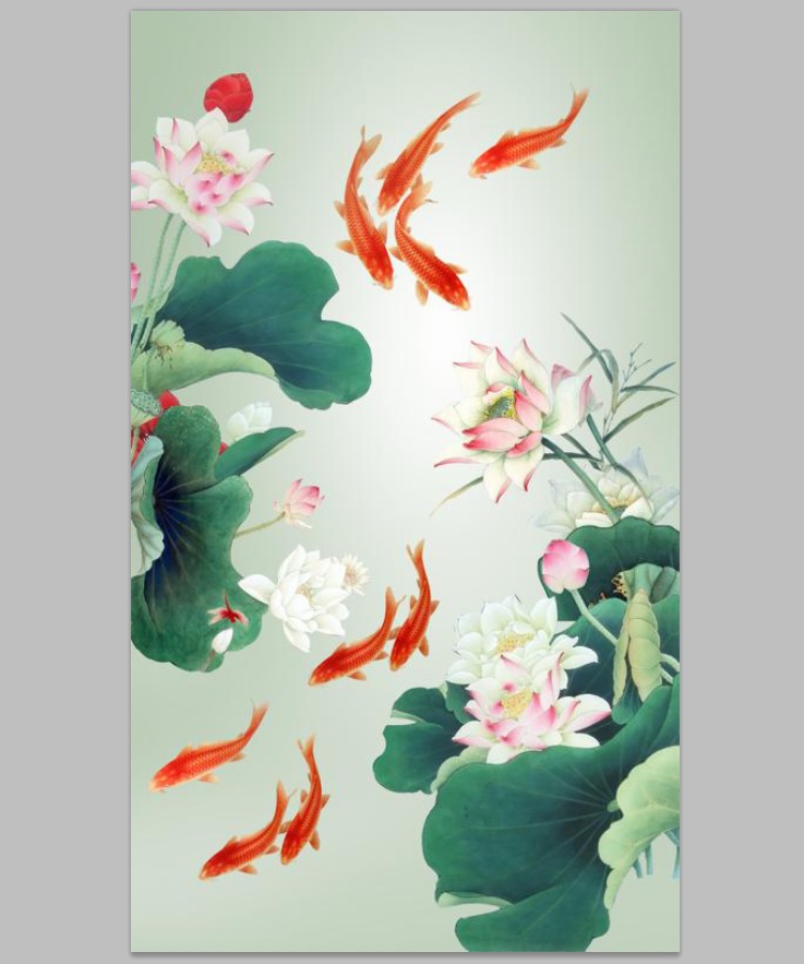 Tranh dán tường khổ dọc VTC Hoa Sen UD1227 kim sa nhiều mẫu và kích thước