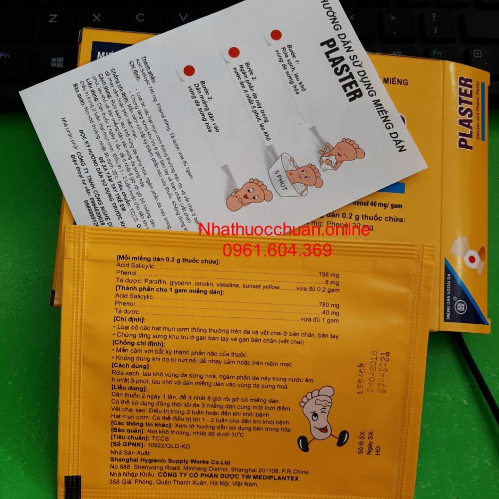 Miếng dán mụn cơm, mụn cóc Plaster ( hộp 5 túi * 4 miếng)