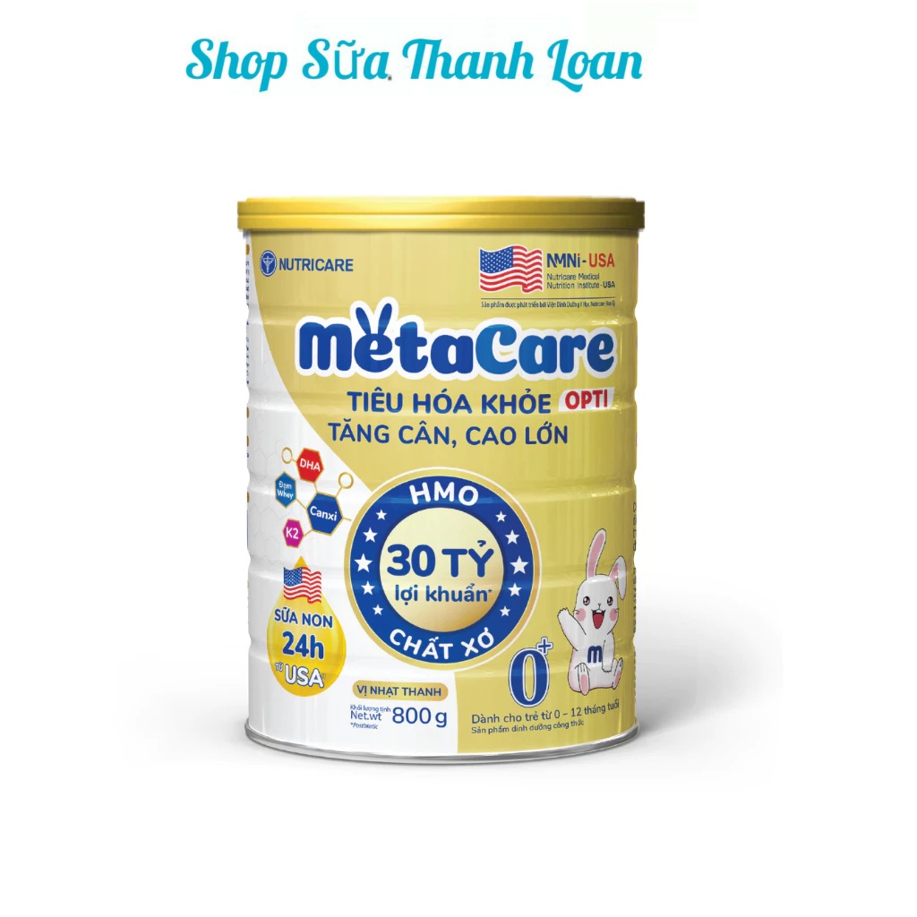 (HSD T3-2028) (Mẫu Mới) Sữa Bột Nutricare MetaCare Opti 0+  800g.