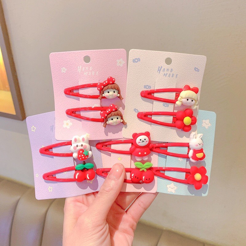 Set 2 Kẹp Tóc Hoạt Hình Dễ Thương Cho Bé Gái