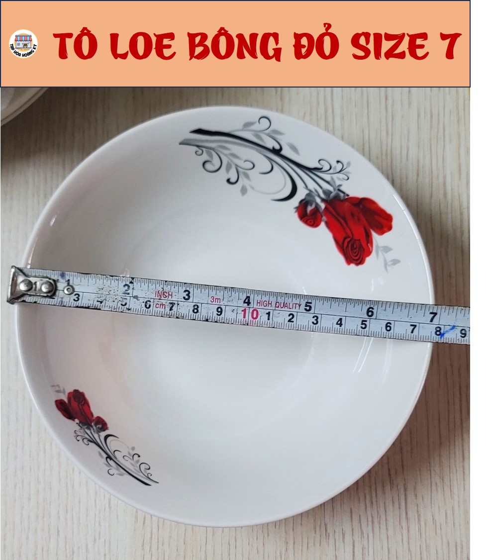 Tô loe gốm sứ họa tiết Hoa đỏ