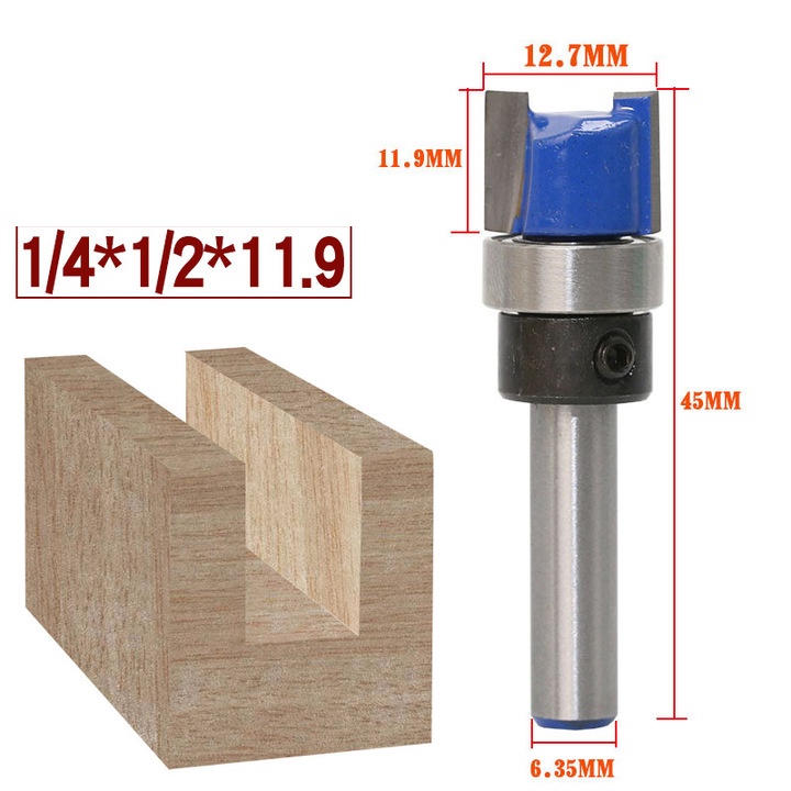 Mũi phay gỗ lấy nền thẳng có bi ngược