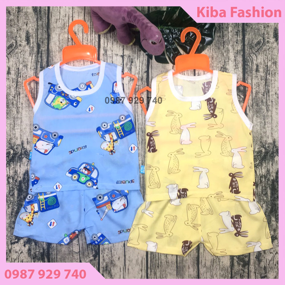 Combo 3 Bộ Quần Áo mùa hè chất Lanh( Tole) Mùa Hè Mát Mềm Mịn Cho Bé gái bé trai Từ 5-14kg 5BLKS ( ảnh video thật) KIBA Fashion