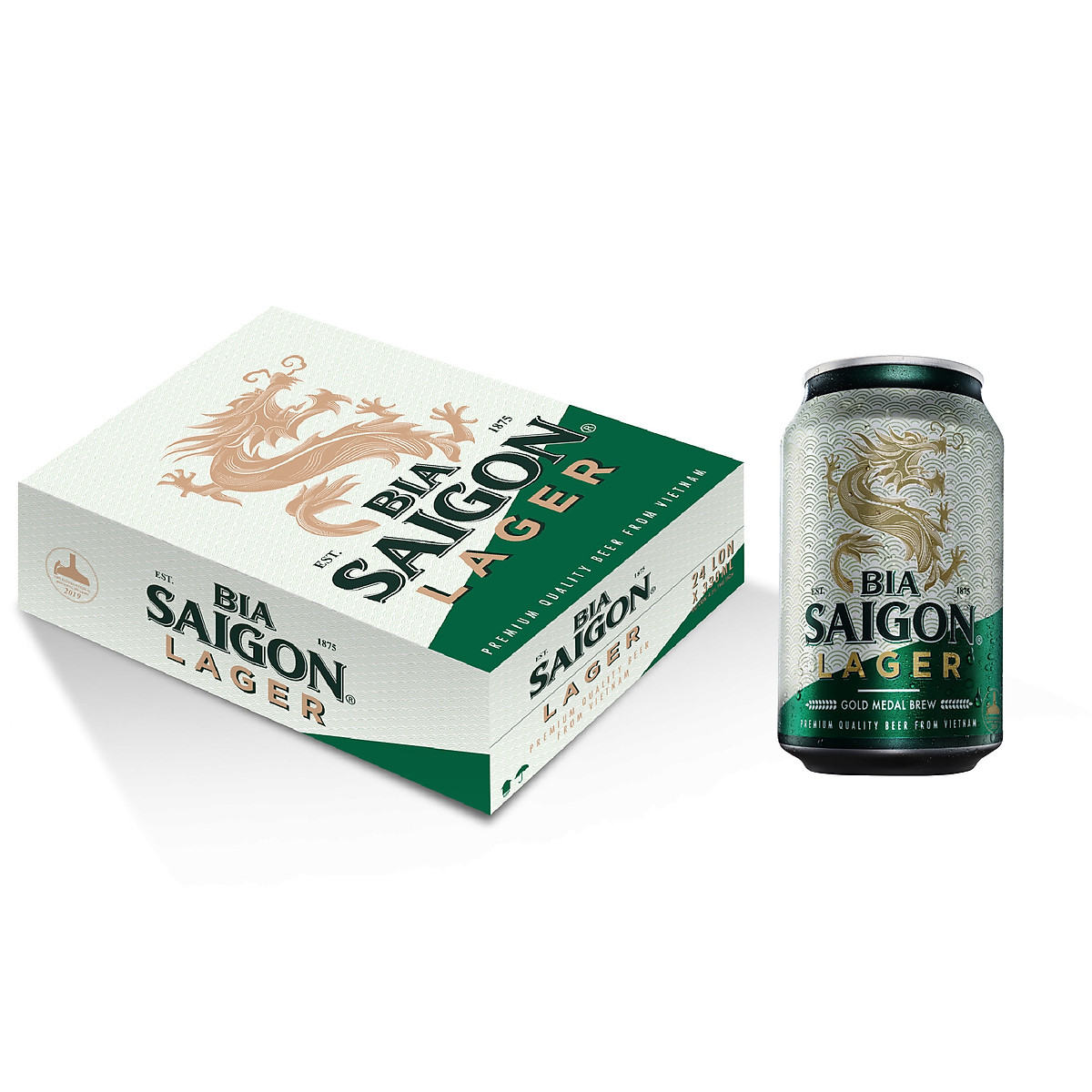 Thùng 24 lon Bia Saigon Lager - 330ml/lon. Bao bì thường