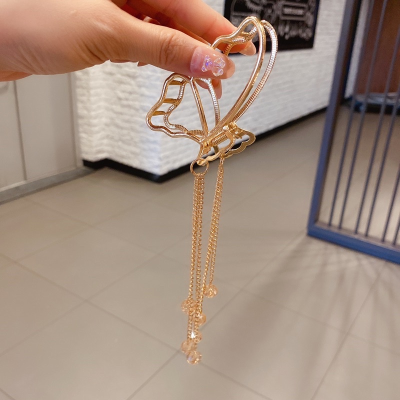Kẹp Tóc Càng Cua Hình Nơ Voan Đính Hạt Ngọc