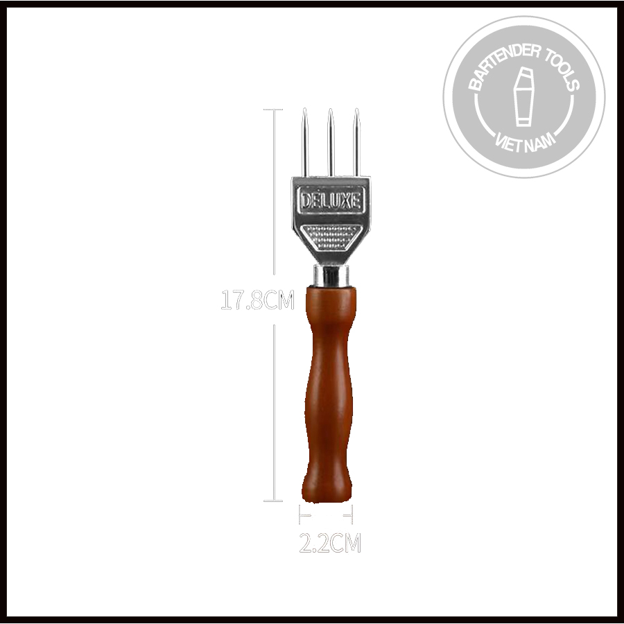Cây đục đá bartender cán gỗ - Ice pick 3 fork