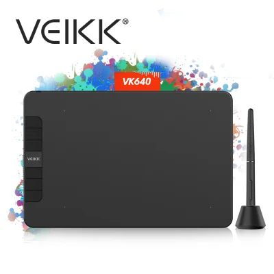 VEIKK VK640 Bảng vẽ cảm ứng 6x4 inch Lực nhấn 8192 kèm Bút không cần sạc, Hỗ trợ cảm ứng độ nghiêng, với 6 có thể tùy chỉnh phím tắt, Tương thích với Android, Windows và Mac OS