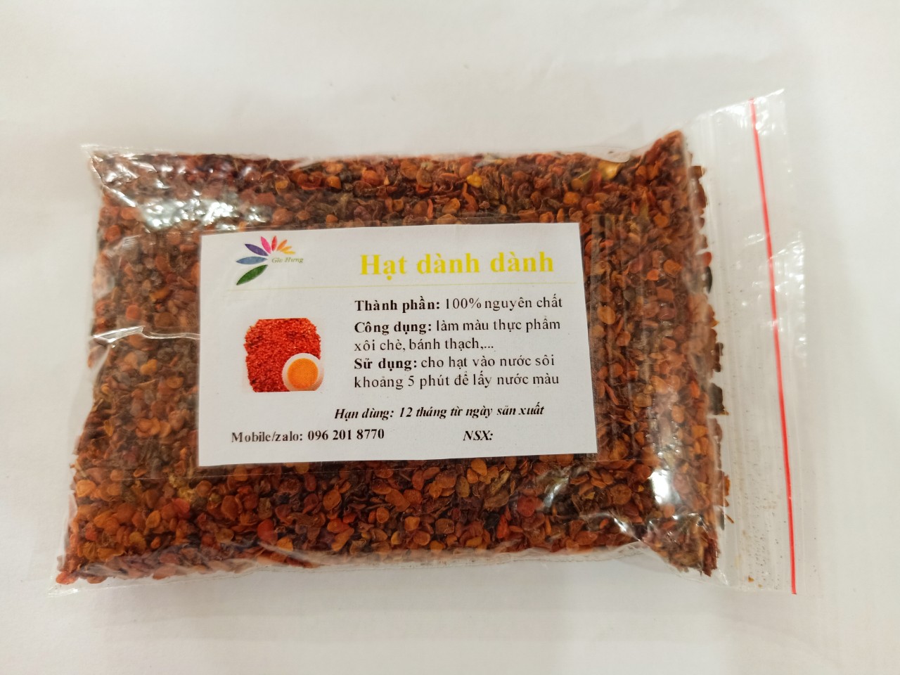 Hạt dành dành khô - nguyên liệu tự nhiên tạo màu vàng chanh cho thực phẩm như xôi, chè, bánh, thạch - 100gr