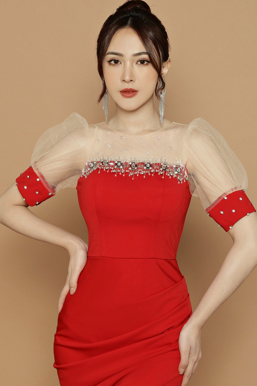 Đầm Dạ Hội Ngọc Phối Lưới - YB20668