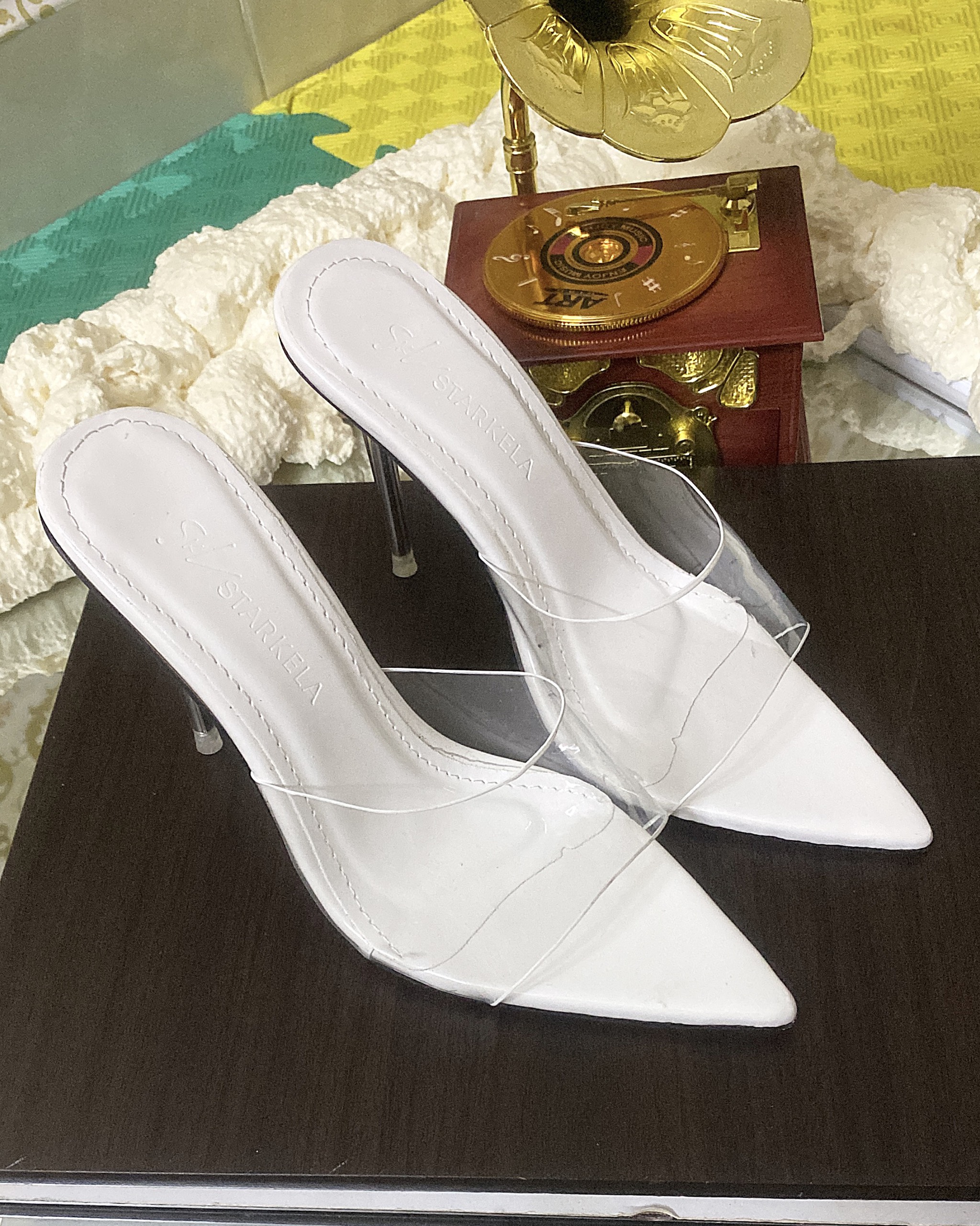 Dép guốc nữ cao gót 9p quai trong sang chảnh