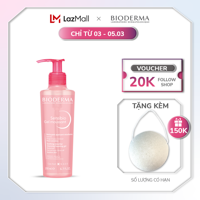 Gel rửa mặt tạo bọt cho da nhạy cảm Bioderma Sensibio Gel Moussant - 200ml