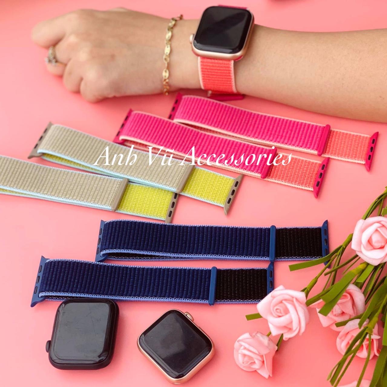 Dây đeo Đồng hồ thông minh mẫu nylon dán Seri 5 - bản hai màu