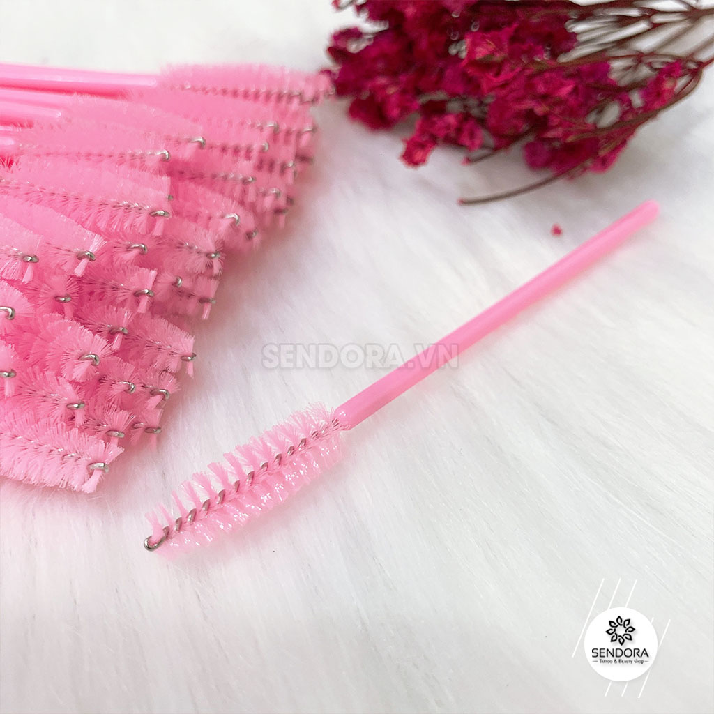 [HCM]Chổi chải lông mày mi - màu hồng ( 50 cây)