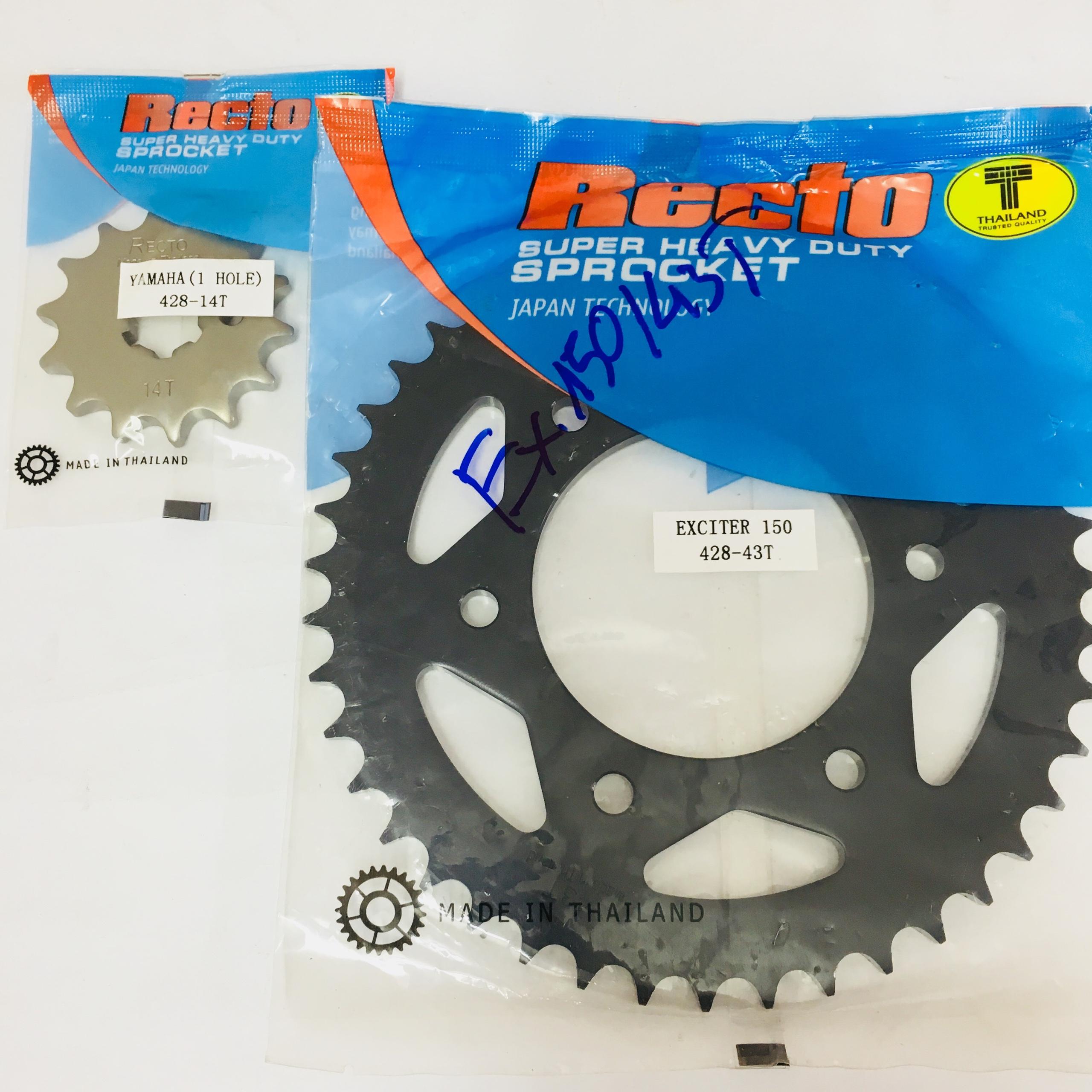 Bộ sên recto đen nhông 14 và dĩa đen 43 cho exciter150