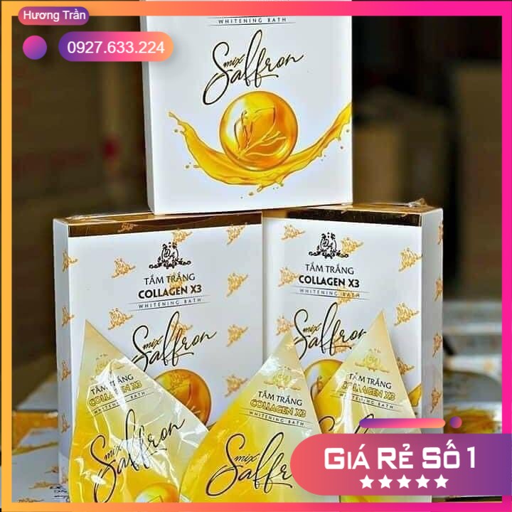[HCM]Tắm trắng toàn thân kích trắng collagen x3 Đông Anh Luxury Mix Saffron hộp 3 gói MixASale