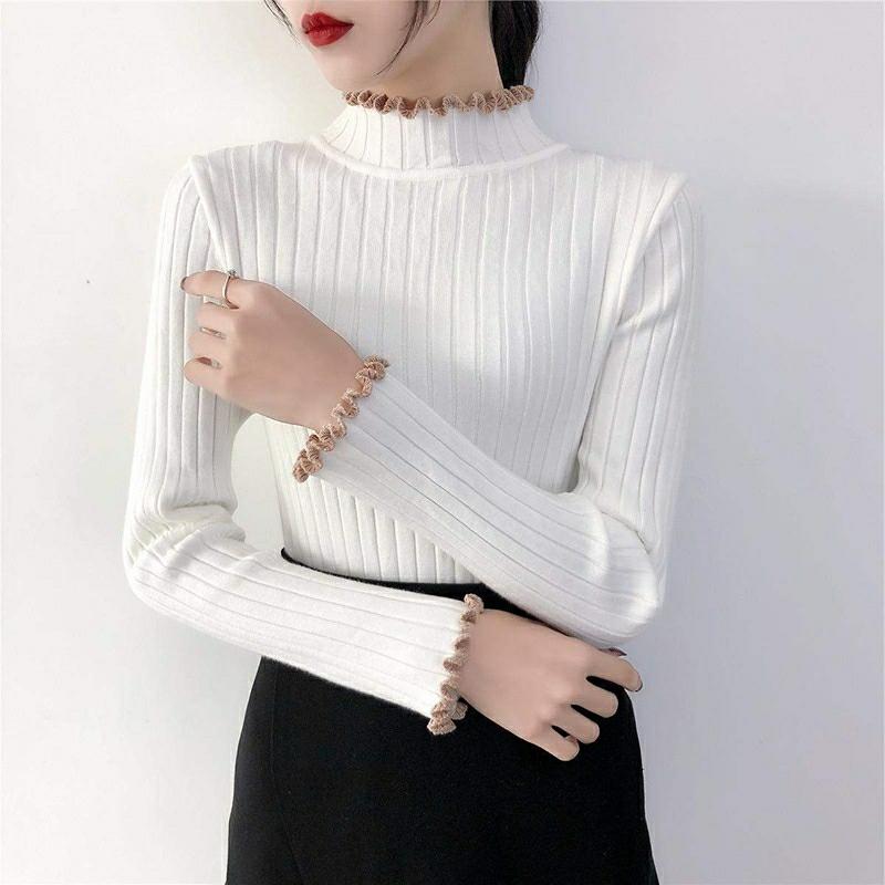 Áo len viền tay cổ cao cấp