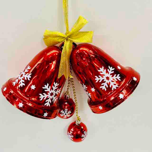Chuông in bông tuyết treo trang trí noel 20x20cm
