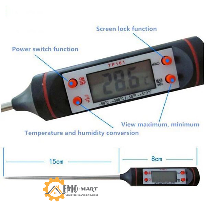 [FreeshipMAX] Que đo nhiệt độ hiển thị màn hình điện tử
