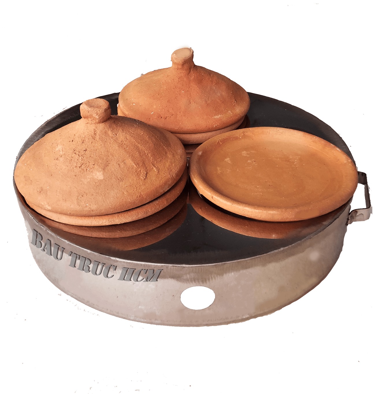 KHUÔN BÁNH XÈO INOX 3 CHÉN ĐẤT NUNG