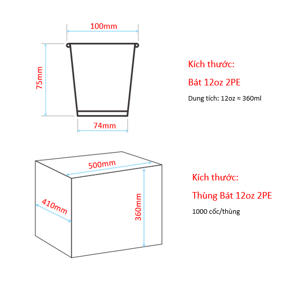 Cốc giấy Vietcup cốc kem 12oz dùng 1 lần - 360ml ( 100 cốc)