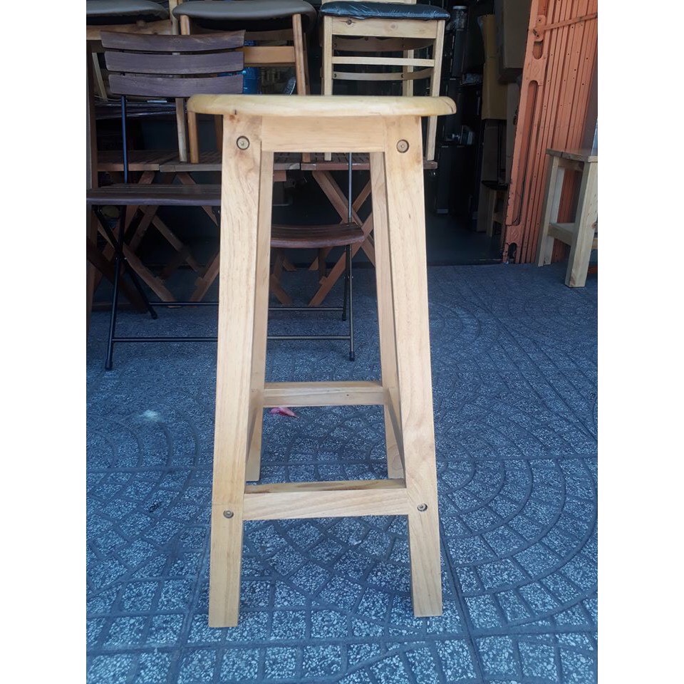 [HCM]Ghế đôn gỗ cao su cao 60cm