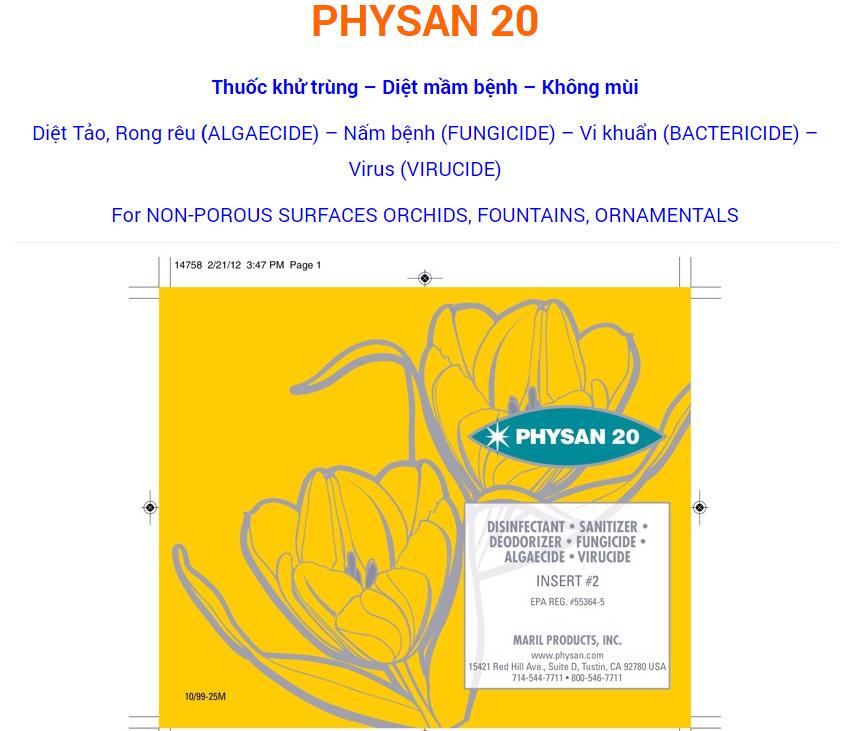 Physan 20 Nhập Mỹ 480ml Siêu diệt khuẩn