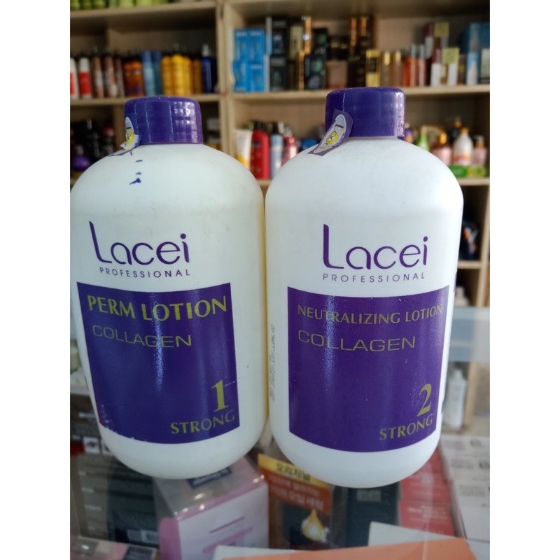 Kem uốn nóng setting LACEI trắng 500ml, dạng khoẻ gồm 2 chai, 1 chai uốn khoẻ số 1 và 1 chai dập uốn số 2
