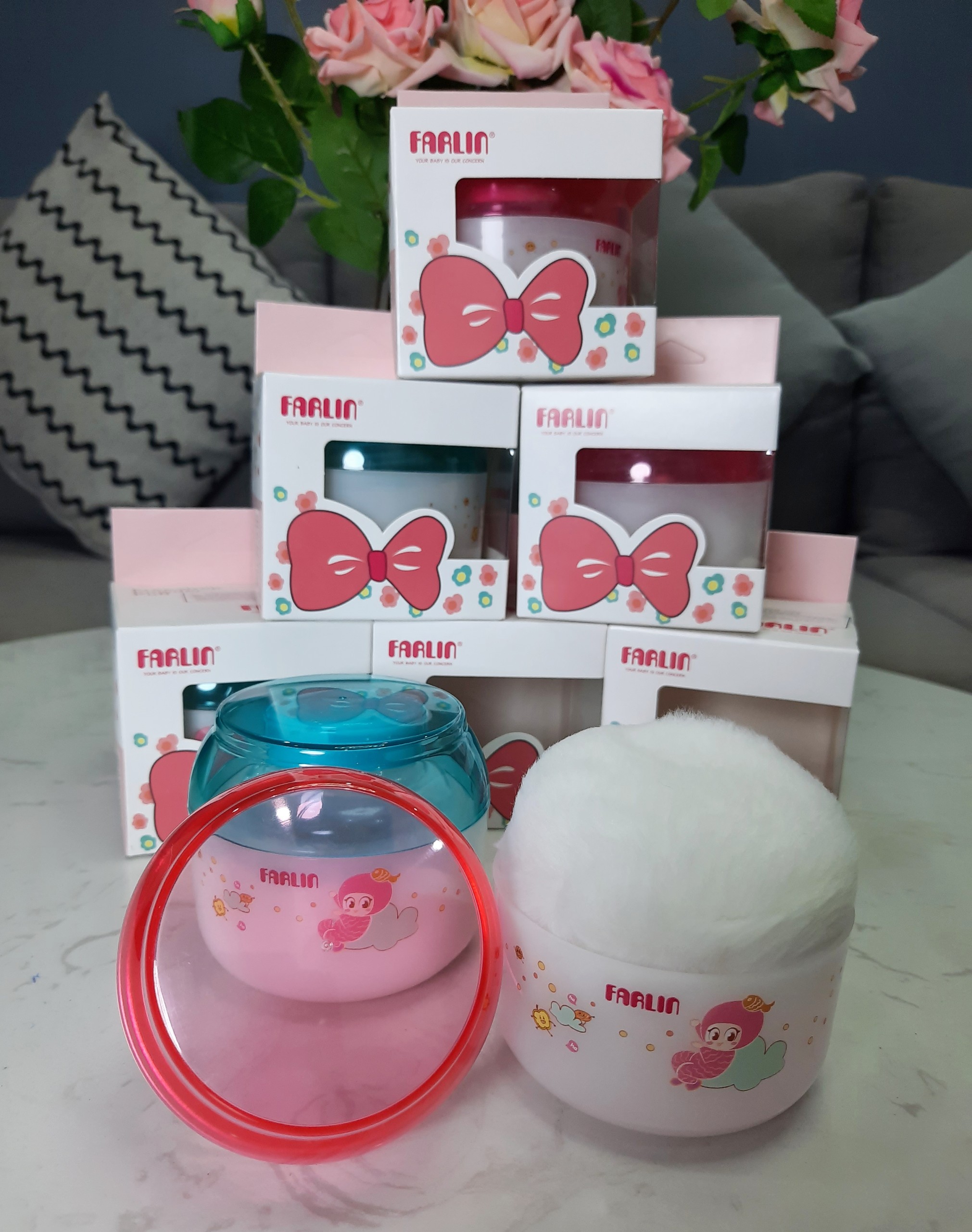 Hộp Đựng Phấn Rôm Cho Bé FARLIN- Hộp đựng phấn
