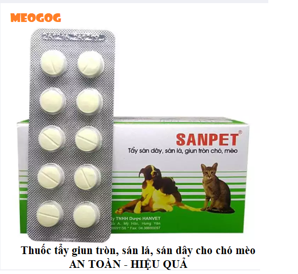 1 viên SAN PET Tẩy sán và xổ giun chó mèo MEOGOG