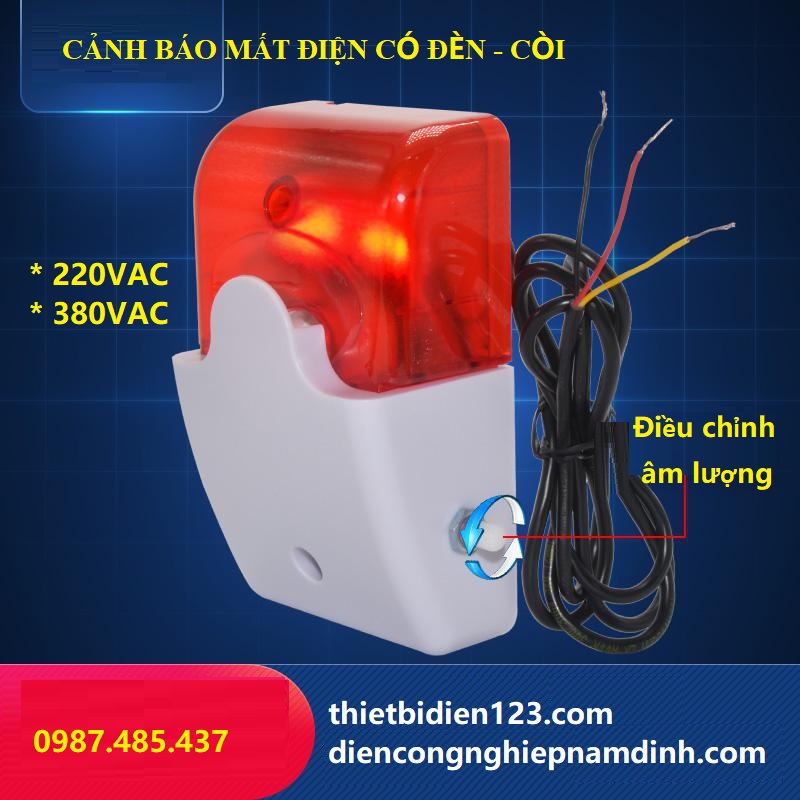 Còi Báo mất pha - mất điện 1 pha 3 pha - Chuông báo động mất điện mất pha