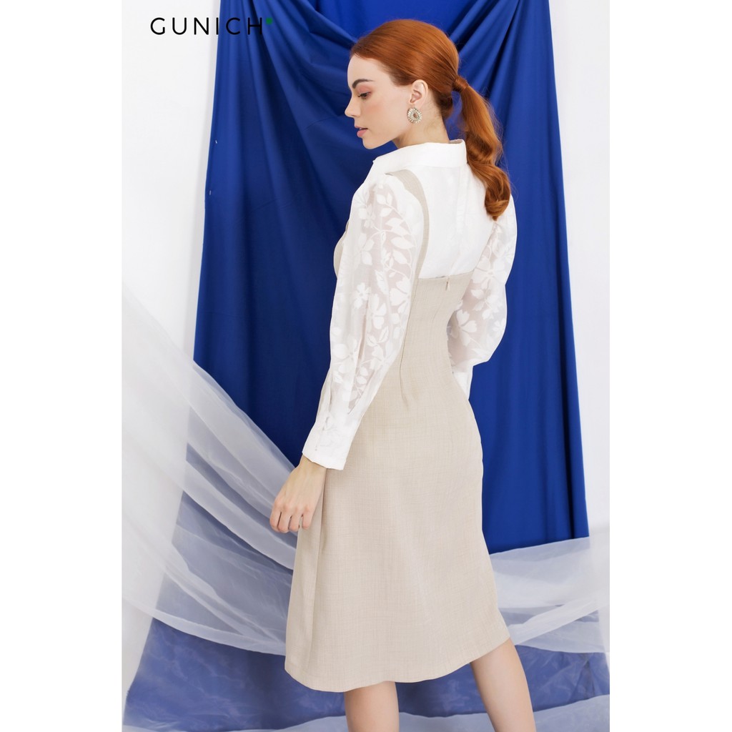 Đầm 2 dây ve áo lật Gunich