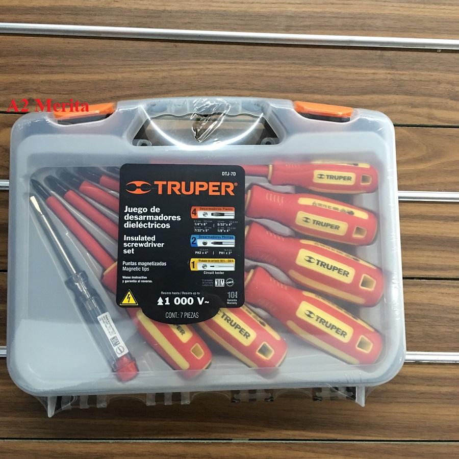 Bộ tuốc nơ vít dẹp và bake 7 cây cách điện 1000V Truper 14196 (DTJ-7D)